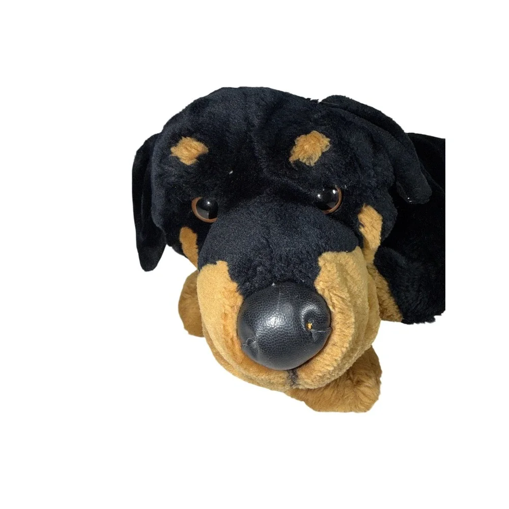 E& J Classic Rottweiler Plush Dog Stuffed Animal Black Tan Laying Realistic 22